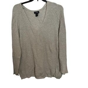 Plus Sz Lane Bryant Womens Size 22/24 Sweater Gray Silver Scoop Neck Sparkly Top